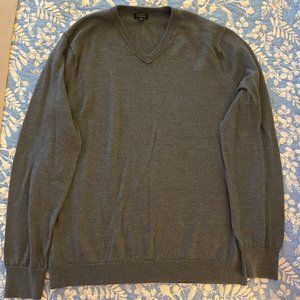 J.Crew Men's Merino Wool Gray V-Neck Sweater Large Tall